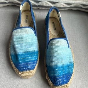 Soludos Ombre Blue Striped Smoking Slip-On Woven Espadrilles Size 8